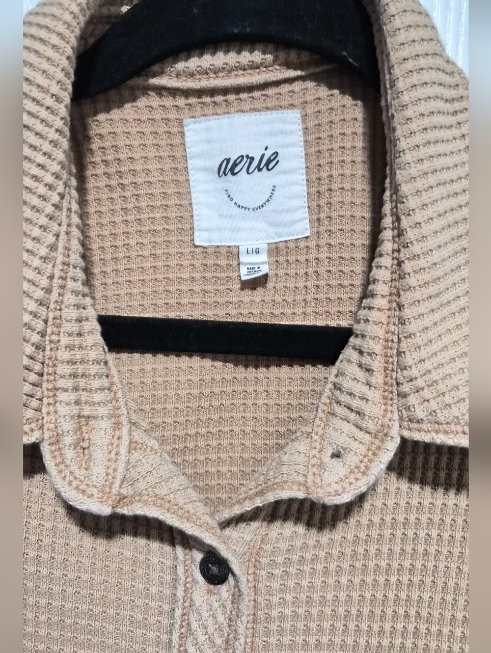 Aerie Lumber Jane Waffle Shirt In Cappuccino Size Large - Picture 4 of 11